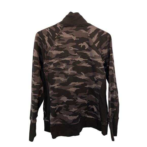 ATHLETA Wmns XL Triumph Printed Full Zip Jacket Black Camo Gym Sport Sweatshirt - Picture 2 of 15